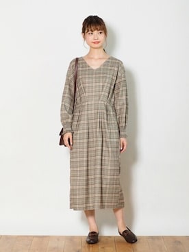 「Crisp（クリスプ）のアイテム（ワンピース）」を使った、Crispさん（レディース・161cm）の秋コーディネート