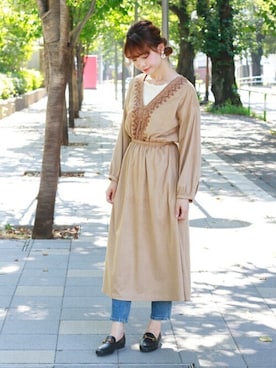 「Crisp（クリスプ）のアイテム（ワンピース）」を使った、Crispさん（レディース・161cm）の秋コーディネート