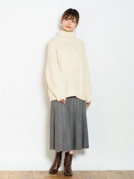 「Crisp（クリスプ）のアイテム（ニット/セーター）」を使った、Crispさん（レディース・161cm）の秋コーディネート