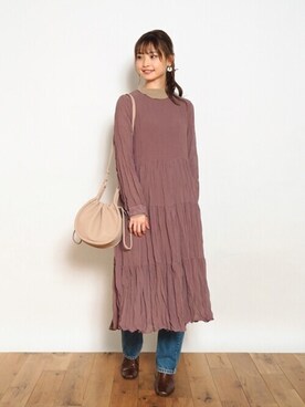 「Crisp（クリスプ）のアイテム（ワンピース）」を使った、Crispさん（レディース・161cm）の秋コーディネート