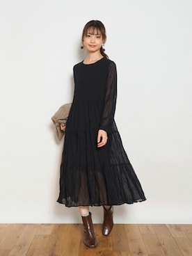 「Crisp（クリスプ）のアイテム（ワンピース）」を使った、Crispさん（レディース・161cm）の秋コーディネート