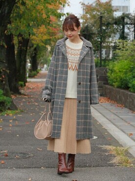 「クリスプ」｜「アイテム（ステンカラーコート）」を使った、Crispさん（レディース・161cm）の冬コーディネート