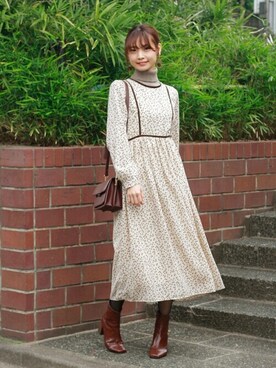 「Crisp（クリスプ）のアイテム（ワンピース）」を使った、Crispさん（レディース・161cm）の冬コーディネート