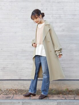 「クリスプ」｜「アイテム（トレンチコート）」を使った、Crispさん（レディース・161cm）の春コーディネート