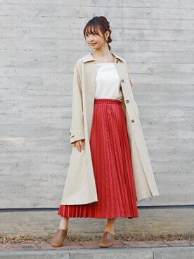 「クリスプ」｜「アイテム（ステンカラーコート）」を使った、Crispさん（レディース・161cm）の春コーディネート