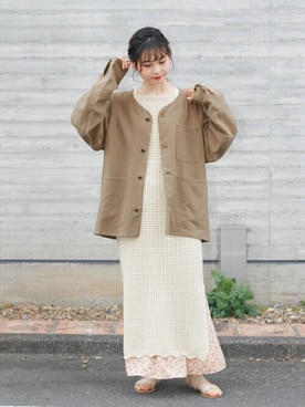 「クリスプ」｜「アイテム（ブルゾン）」を使った、Crispさん（レディース・161cm）の春コーディネート