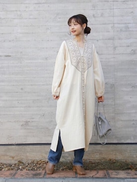 「Crisp（クリスプ）のアイテム（ワンピース）」を使った、Crispさん（レディース・161cm）の春コーディネート