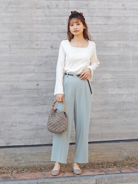 「Crisp（クリスプ）のアイテム（パンツ）」を使った、Crispさん（レディース・161cm）の春コーディネート