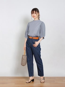 「Crisp（クリスプ）のベーシックデニムパンツ（デニムパンツ）」を使った、Crispさん（レディース・161cm）の夏コーディネート