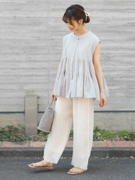 「Crisp yours（クリスプユアーズ）のアイテム」を使った、Crispさん（レディース・161cm）の夏コーディネート