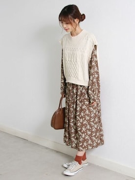 「Crisp yours（クリスプユアーズ）のアイテム」を使った、Crispさん（レディース・161cm）の秋コーディネート