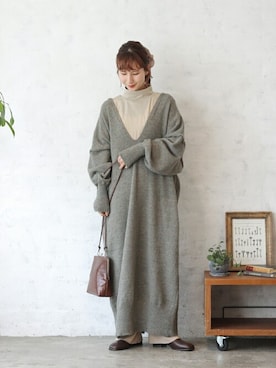 「Crisp（クリスプ）のアイテム（ワンピース/ドレス）」を使った、Crispさん（レディース・154cm）の冬コーディネート