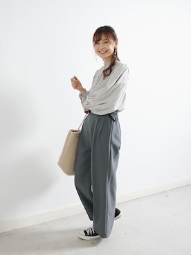 「クリスプ」｜「アイテム（スラックス）」を使った、Crispさん（レディース・161cm）の冬コーディネート