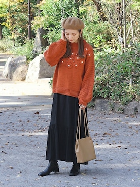 「Crisp yours（クリスプユアーズ）のアイテム」を使った、Crispさん（レディース・157cm）の冬コーディネート