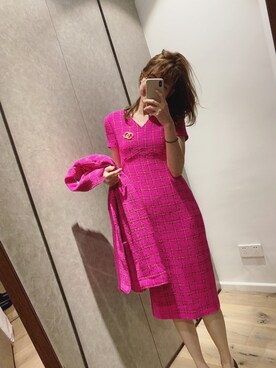 Chanel シャネル のワンピース ピンク系 を使った人気ファッションコーディネート Wear