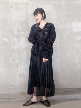 「JEANASIS（ジーナシス）のシアーシャイニープリーツスカート/876109（スカート）」を使った、AKANE（jeanasis）さん（レディース・165cm・20代）の春コーディネート