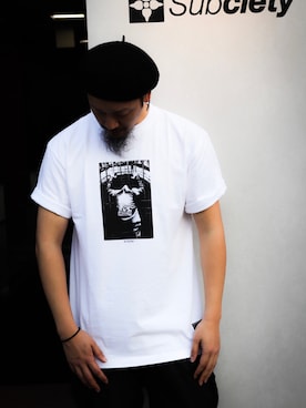 「Subciety（サブサエティ）のアイテム（ハンチング/ベレー帽）」を使った、Mt'（ミット）さん（メンズ・178cm）の春コーディネート