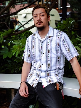 「アロハシャツ」｜Mt'（ミット）さん（メンズ・178cm）の春コーディネート