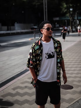 「Subciety（サブサエティ）のアイテム（ハンチング/ベレー帽）」を使った、Mt'（ミット）さん（メンズ・178cm）の夏コーディネート