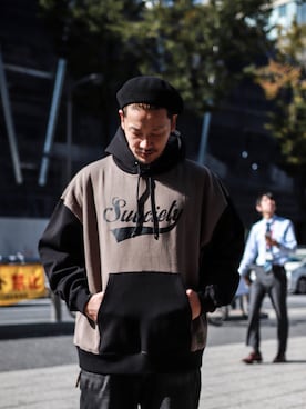 「Subciety（サブサエティ）のアイテム（ハンチング/ベレー帽）」を使った、Mt'（ミット）さん（メンズ・178cm）の秋コーディネート