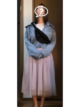 「Honeys（ハニーズ）のアイテム（ボディバッグ/ウエストポーチ）」を使った、かさはらさん（レディース・151cm）の春コーディネート