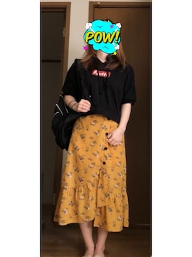 「丈短トップス」｜かさはらさん（レディース・151cm）の夏コーディネート
