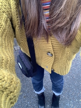 「マスタードイエロー」｜かさはらさん（レディース・151cm）の冬コーディネート