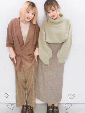 「お揃い」｜「アイテム（ジャケット/アウター）」を使った、𝚢𝚞𝚞さん（レディース・156cm）の秋コーディネート