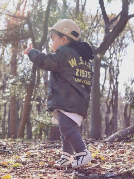 「ZARA KIDSのアイテム（ナイロンジャケット）」を使った、SOUさん（キッズ・80cm）の春コーディネート