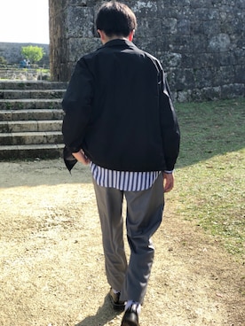 「RAGEBLUE（レイジブルー）のアイテム（ノーカラージャケット）」を使った、Ryuto🇫🇷さん（メンズ・180cm）の春コーディネート