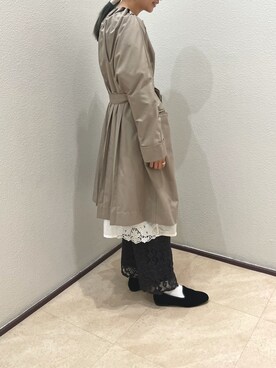 「黒パンツ」｜「アイテム（ノーカラーコート）」を使った、miiiyuuukiꪔ̤̮【相互】さん（レディース・161cm）の春コーディネート
