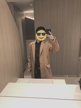 「MOUSSY（マウジー）のアイテム（チェスターコート）」を使った、まえじまさん（メンズ・165cm）の冬コーディネート