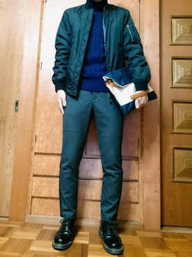 「BEAUTY&YOUTH UNITED ARROWS」｜「アイテム（MA-1）」を使った、ざんさん（メンズ・172cm）の冬コーディネート