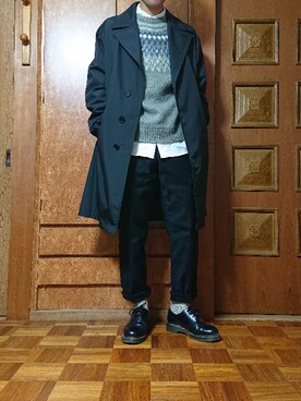 「オックスフォードシャツ」｜「アイテム（ステンカラーコート）」を使った、ざんさん（メンズ・172cm）の春コーディネート