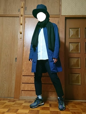 「アンクルパンツ」｜「アイテム（ステンカラーコート）」を使った、ざんさん（メンズ・172cm）の冬コーディネート