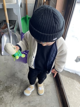「無印良品（ムジルシリョウヒン）のアイテム（ジャケット/アウター）」を使った、だんちゃんさん（キッズ・80cm）の春コーディネート