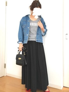 「FRAMeWORK（フレームワーク）のアイテム（デニムジャケット）」を使った、m.fさん（レディース・158cm）の春コーディネート