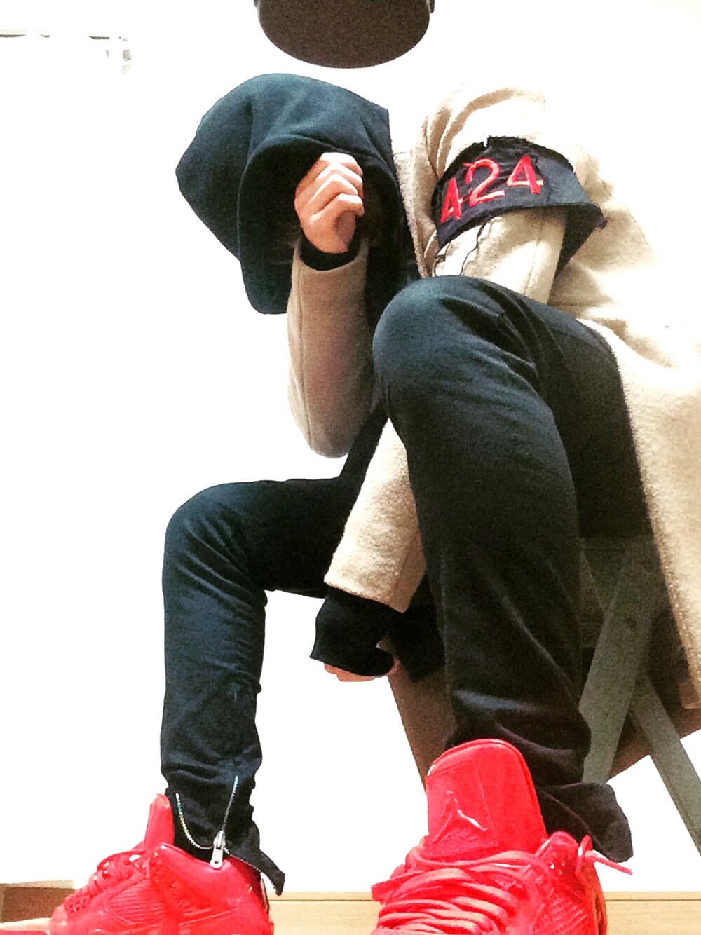 「Jordan、UNIQLO、warp、424、outfit、NIKE」｜「Jordanのアイテム（スニーカー、レッド系）」を使った、YUKIさん（メンズ・165cm）の冬コーディネートの1枚目の写真