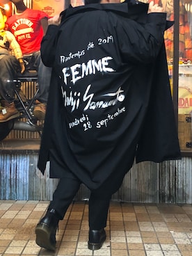 「Yohji Yamamoto（ヨウジヤマモト）のアイテム（その他アウター）」を使った、つばちさん（メンズ・165cm）の秋コーディネート