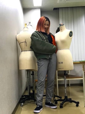 「ストリートカジュアル」｜「アイテム（スリッポン）」を使った、NAOさん（レディース・157cm）の冬コーディネート