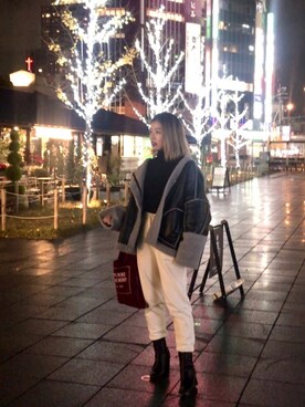 「リブニット」｜「アイテム（ブーティ）」を使った、NAOさん（レディース・157cm）の冬コーディネート