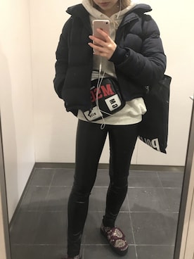 「レイヤードstyle」｜「アイテム（ダウンジャケット/コート）」を使った、NAOさん（レディース・157cm）の冬コーディネート