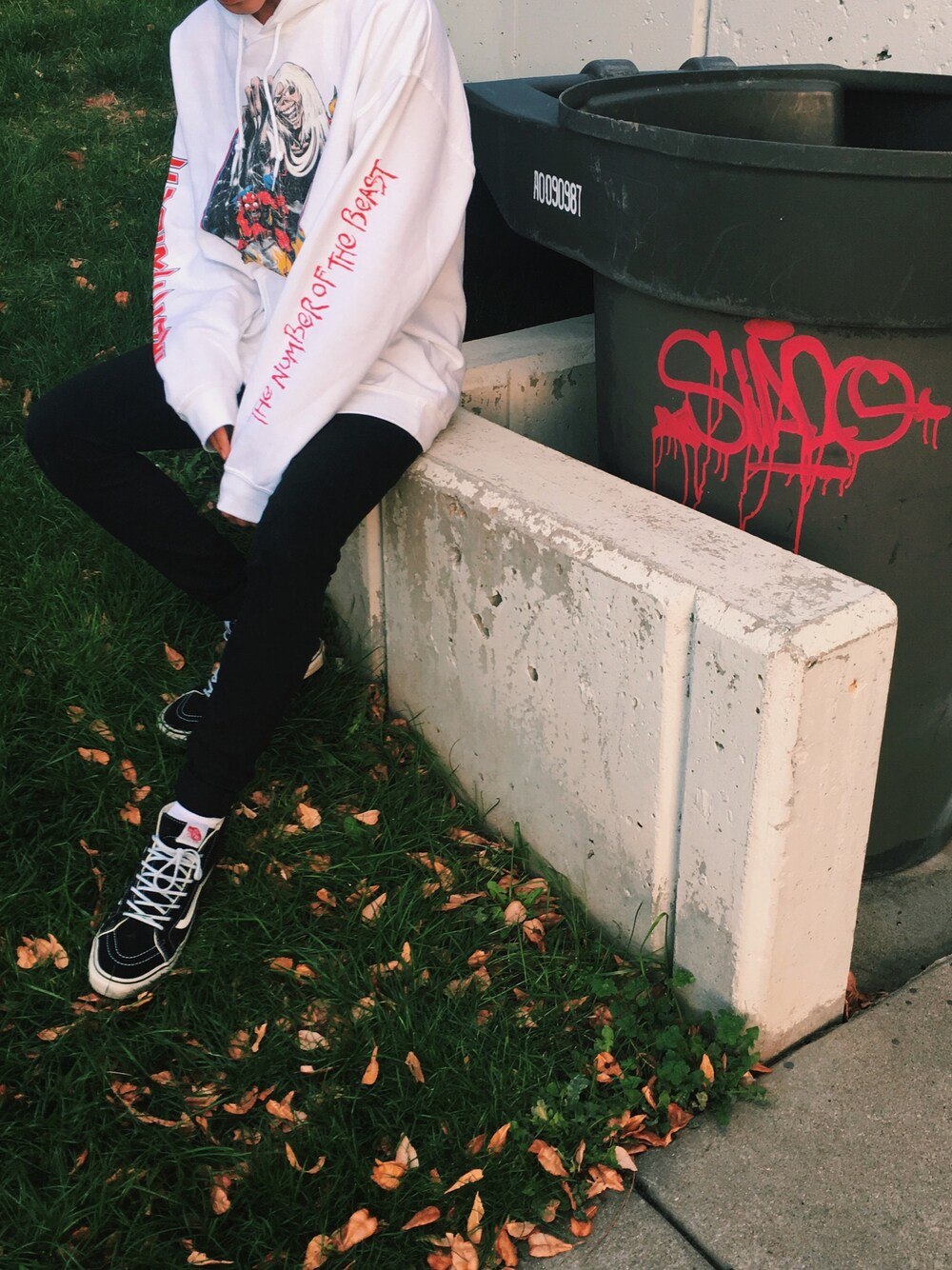 「ironmaiden、pacsun、VANS、streetstyle、casual、H&M、ootd、band」｜「PACSUNのアイテム（パーカー、ホワイト系）」を使った、erickledesmaさん（メンズ・168cm）の冬コーディネートの1枚目の写真