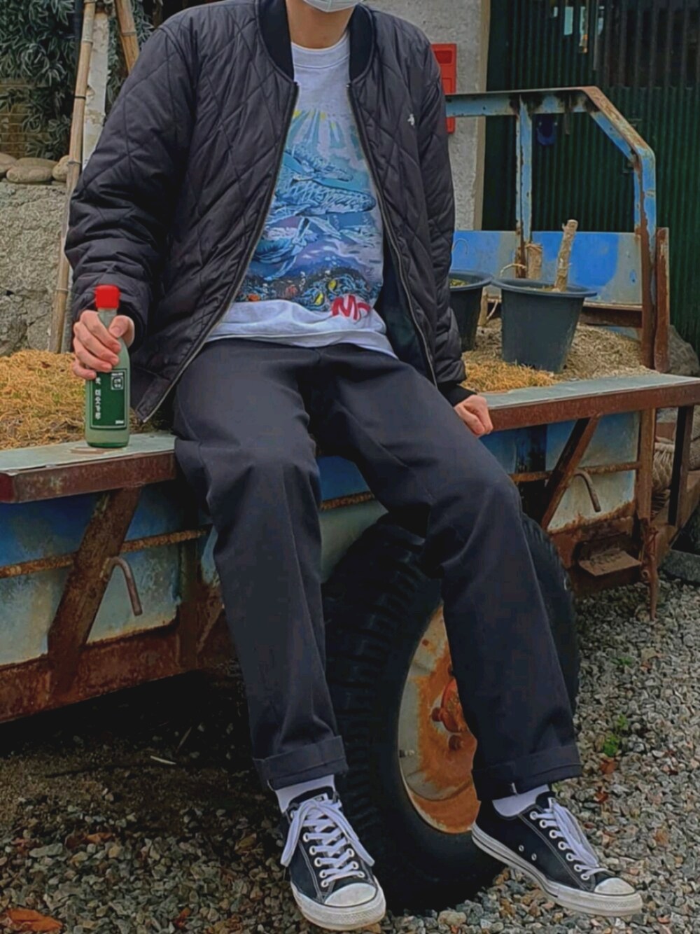 ãã©ãã¯ç³»ã®ã¹ããŒã«ãŒããã©ãã¯ç³»ã®ãããã³ãããã©ãã¯ç³»ã®ãžã£ã±ãã/ã¢ãŠã¿ãŒãççšããã¡ã³ãºã®æ¥ã³ãŒãã£ããŒãã®1æç®ã®åç