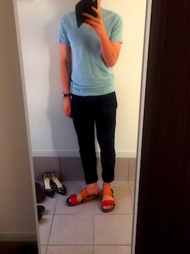 「Paul Smith（ポールスミス）のアイテム（サンダル）」を使った、りゅうちぇるさん（メンズ・174cm）の夏コーディネート