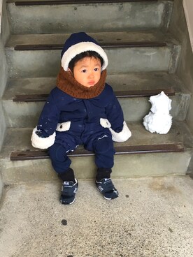 「雪だるま」｜kaoriii05さん（キッズ・80cm）の冬コーディネート