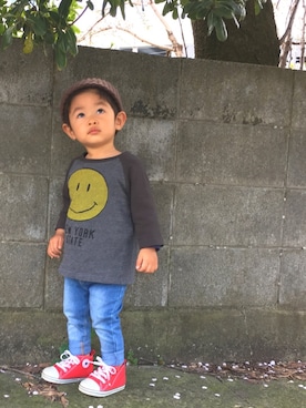 「smoothy」｜「アイテム（Tシャツ/カットソー）」を使った、kaoriii05さん（キッズ・80cm）の春コーディネート