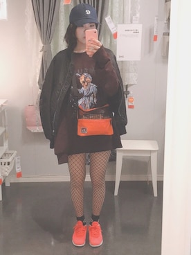 「アイテム（MA-1）」を使った、なしえさん（レディース・161cm・10代）の春コーディネート
