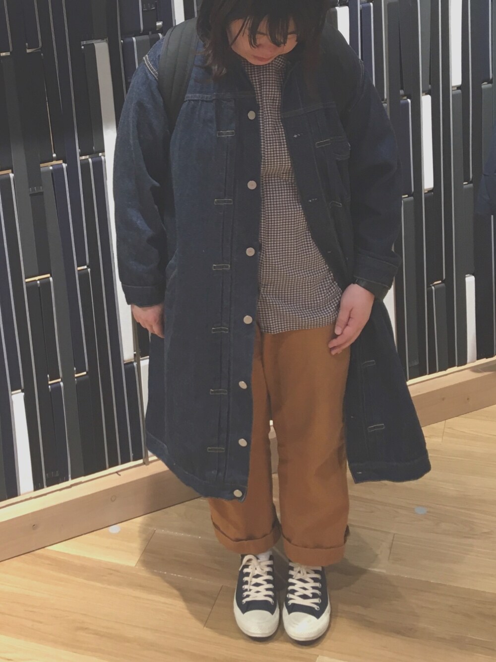 【orslow】オアスロウ 美品 フロントプリーツデニムコート ロングジャケット orslow】オアスロウ 美品 フロントプリーツデニムコート ロング