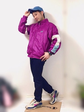 「レトロ」｜「アイテム（ナイロンジャケット）」を使った、ysk⚜️さん（メンズ・173cm）の春コーディネート